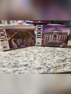 1000-Piece Cityscape & Fountain Jigsaw Puzzle Set